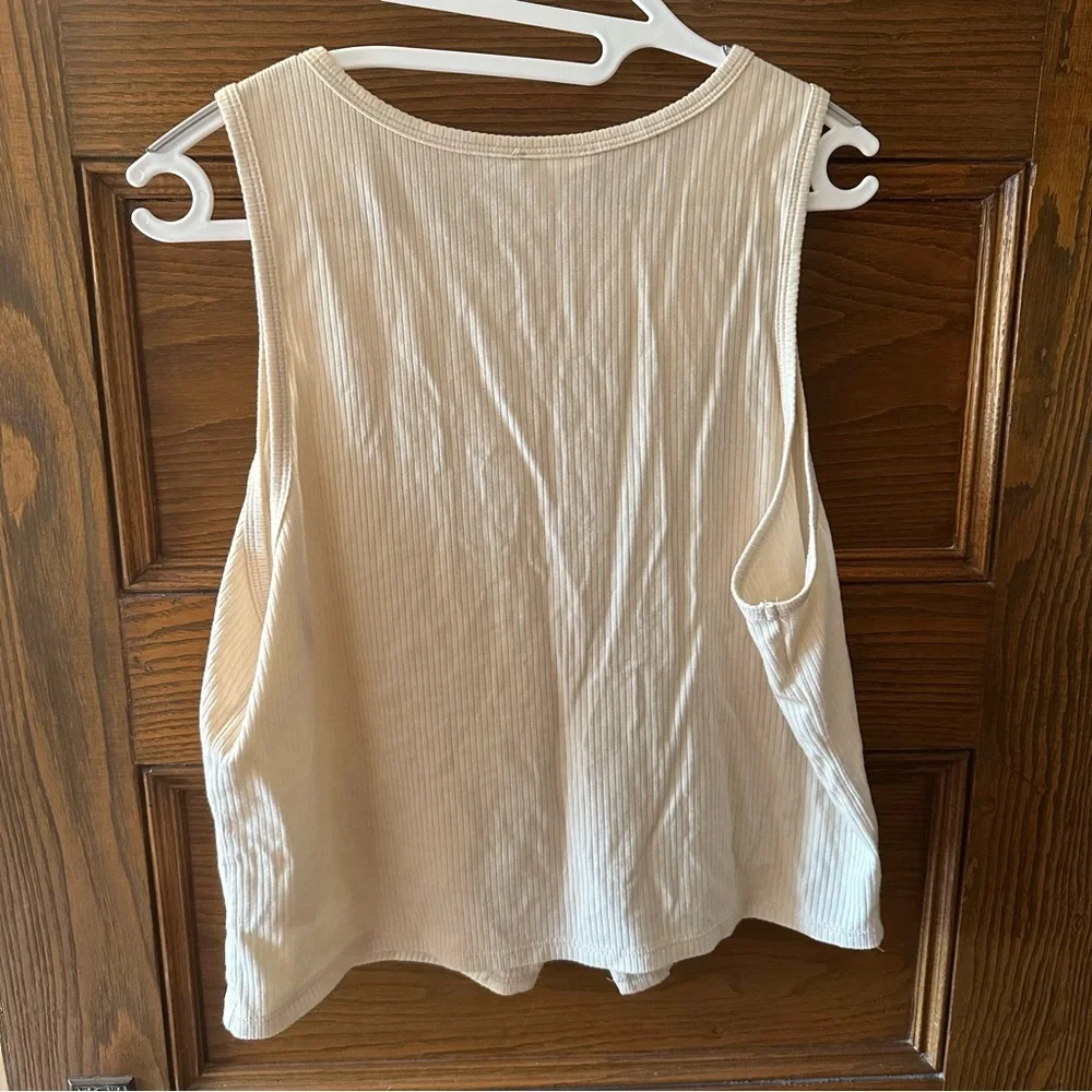 Reformation Cream Ribbed Button Front Tank - Picture 3 of 4